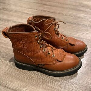 Ariat Women’s Cascade ATS Lace Up Work Boots With Kiltie 31080 Size 8